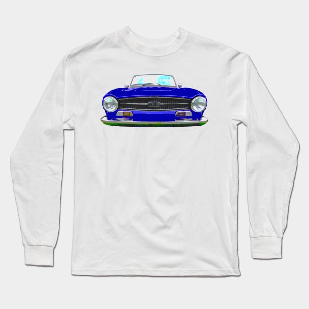 Triumph TR6 1970s classic British sports car blue Long Sleeve T-Shirt by soitwouldseem